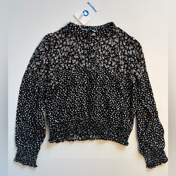 *New* 𝐌𝐀𝐘𝐎𝐑𝐀𝐋 Black Printer Blouse, Size 8, NWT! - Picture 1 of 3